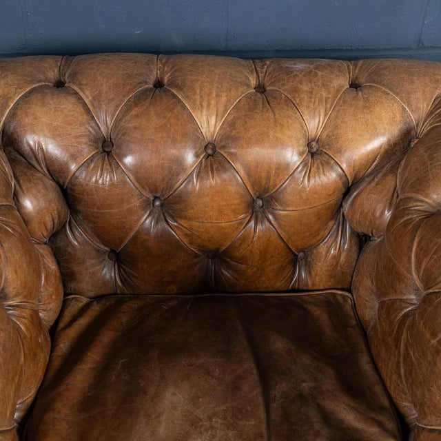 21st Century English Brown Leather Chesterfield Armchair by Halo For Sale - Image 17 of 18