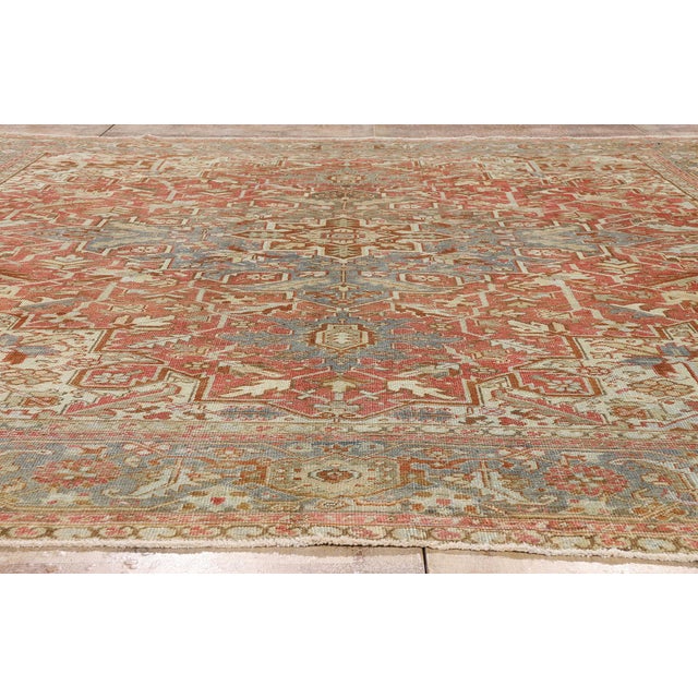 Antique Persian Heriz Rug, 11'07 X 11'01 For Sale - Image 9 of 10