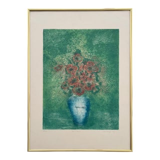 Mid Century Floral Still Life "Les Fleurs" 1976 Ed Ward For Sale