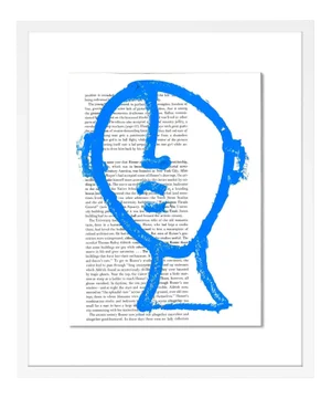 Man on the Moon by Virginia Chamlee in White Frame, Small Art Print