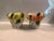 1970s Majolica Lemon Orange Centerpiece Candle Holders / Planters - A Pair For Sale - Image 6 of 14