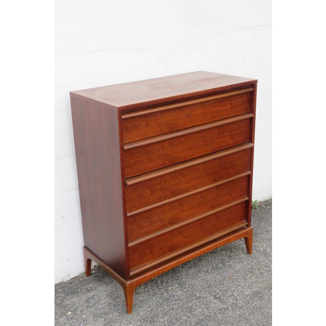 Brown Lane Furniture Mid Century Modern Tall Chest of Drawers 6231 For Sale - Image 8 of 14