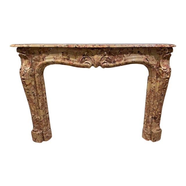 French Beige and Rouge Marble Fire Surround For Sale