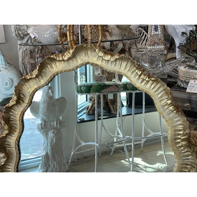 Venetian Italian Gold Gilt Wood Gesso Scalloped Ruffle Oval Wall Mirror ...