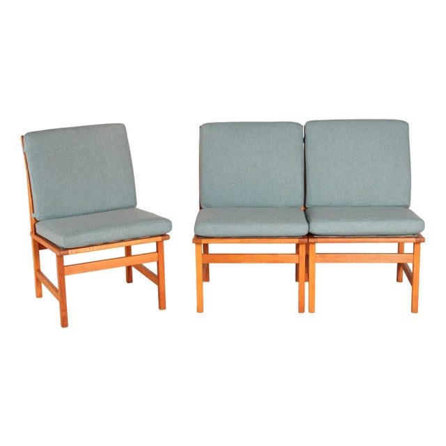 Vintage Danish Model 3232 Lounge Chairs in Oak by Borge Mogensen for Fredericia Stolefabrik, 1960s, Set of 4 For Sale