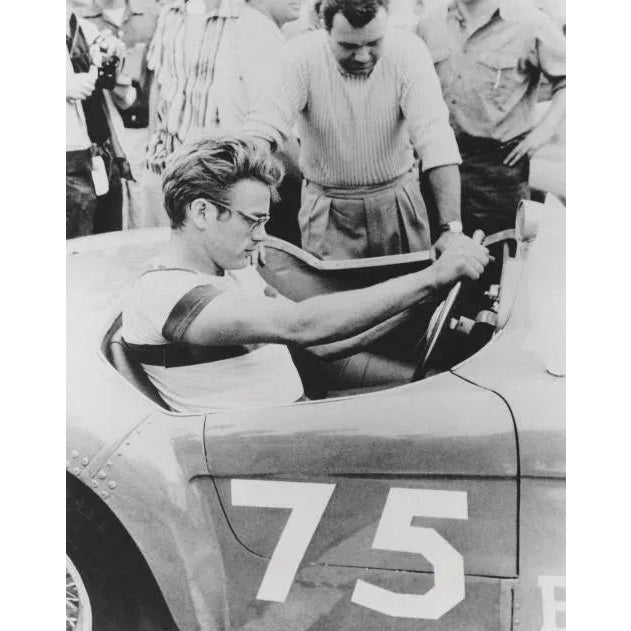 James Dean Behind the Wheel in his Porsche Racer FIlm star James Dean behind the wheel of his Porsche racer. James Dean...