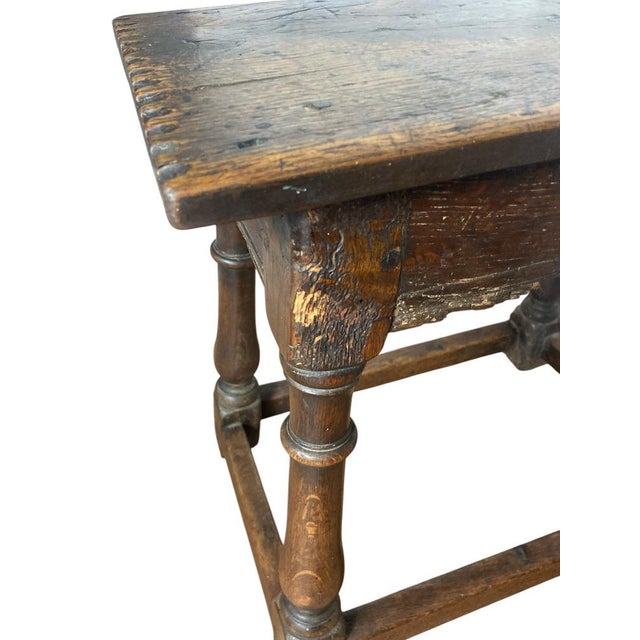 English Joint Stool in Oak, 1900 For Sale - Image 11 of 12