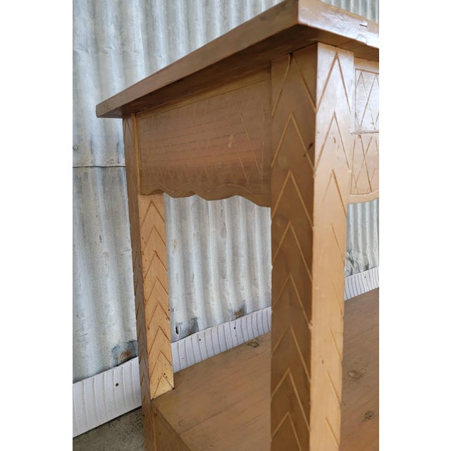 Hand Carved Rustic Rancho Hacienda Monterey Console Table 1940's For Sale - Image 11 of 12