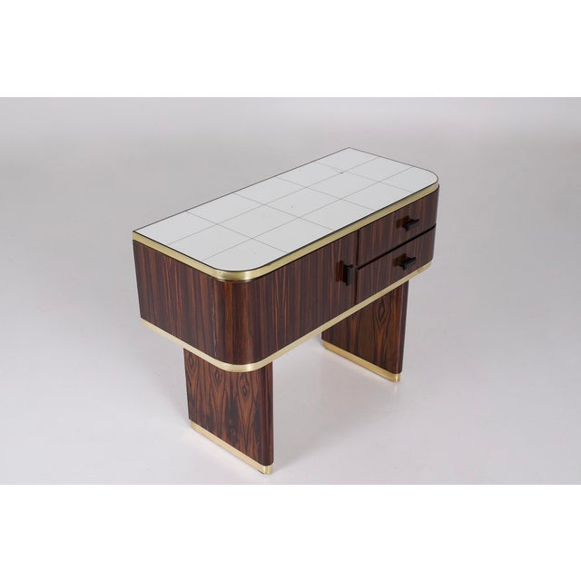 Small side table with a mirrored top, in macassar ebony, an unusual piece from the 1950s, a modernist nod to art deco. w...