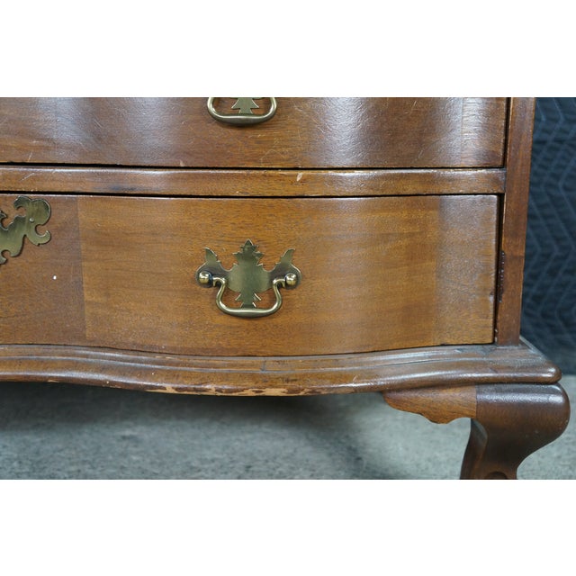Antique Chippendale Serpentine Oxbow Mahogany Secretary Library Writing Desk 33" For Sale - Image 12 of 18