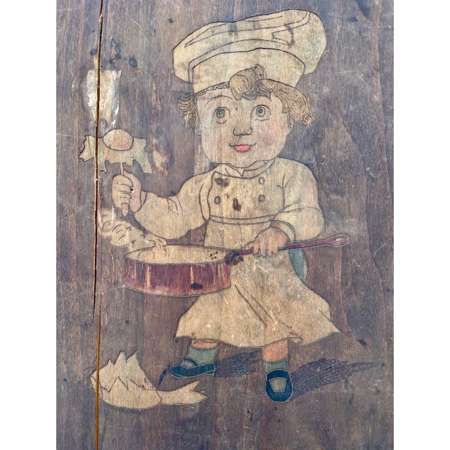 Shabby Chic Vintage French Hand-Carved Baker Wall Plaque | Hand-Painted Walnut Wood Sign For Sale - Image 3 of 7