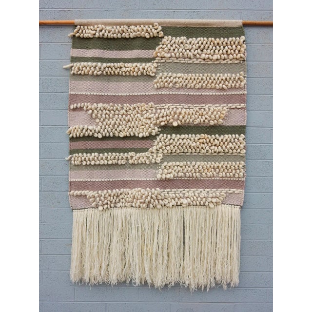 Large Vintage Wool Textile Fiber Art Wall Tapestry For Sale In Las Vegas - Image 6 of 7