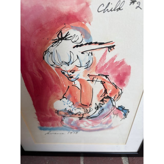 Paint Collection of Three Signed Figurative Ink & Watercolor Works, 1973–1975 For Sale - Image 7 of 9
