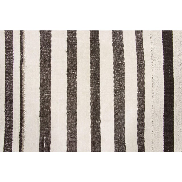 Rug & Kilim Vintage Turkish Panelled Kilim Hemp Rug With Stripes by Rug & Kilim, 1950-1959 For Sale - Image 4 of 9