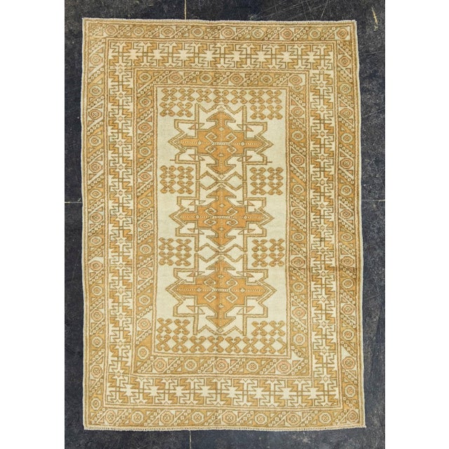 Tan Turkish Vintage Rug 3' x 4'4" #21315 For Sale - Image 8 of 8