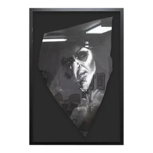 Daniel Samaniego Dark Witch Portrait Graphite & Charcoal Drawing on Paper Framed