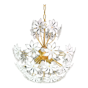 Fantastic Sputnik White Murano Glass Flowers Chandelier, 1980s