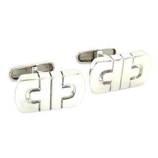 1990s Pair of Bulgari Bvlgari Estate Mens Cufflinks Sterling Silver For Sale