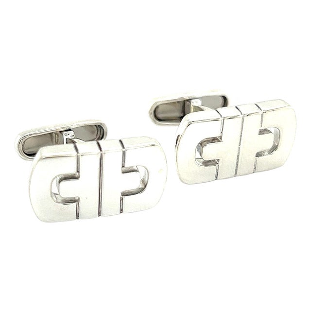 1990s Pair of Bulgari Bvlgari Estate Mens Cufflinks Sterling Silver For Sale