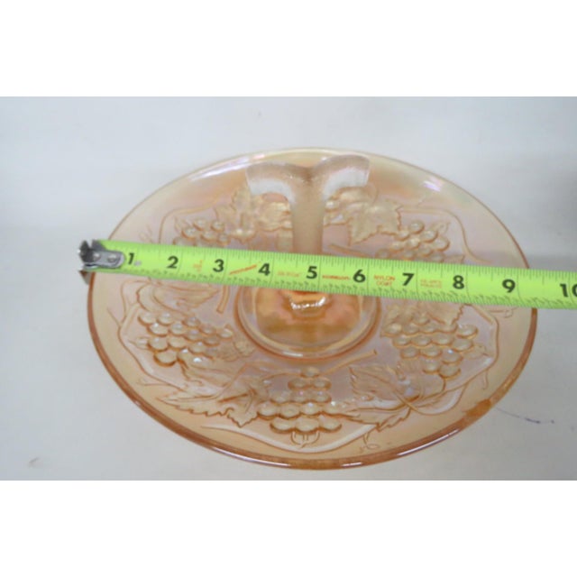 Early 20th Century Imperial Glass Harvest Grape and Leaf Marigold Carnival Glass Handled Tray For Sale - Image 15 of 17