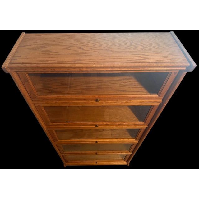 1980s Solid Oak Barrister (Lawyers) Bookcase For Sale - Image 9 of 12