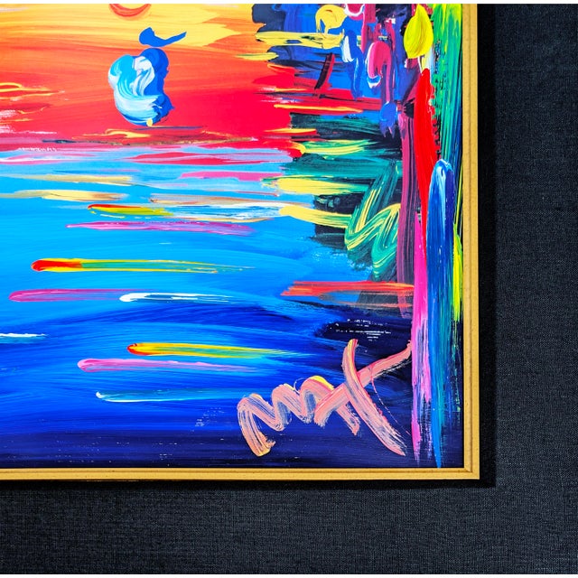 Unique, one of a kind mixed media with acrylic painting and color lithography on paper. Hand signed lower front by Peter...