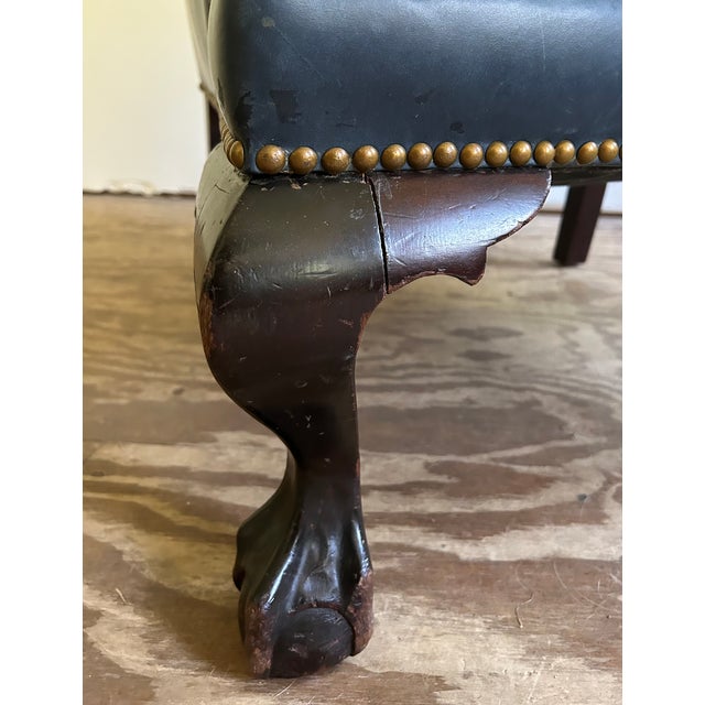 Wood 19th Century English Leather Wingback Chair For Sale - Image 7 of 11