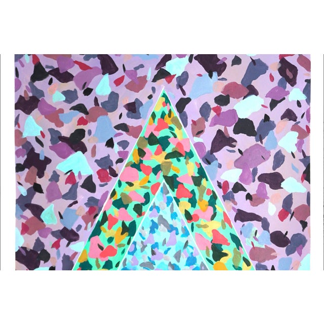 Purple 2022 "Space Age Clay Triangle Tiles" Abstract Acrylic Painting on Watercolor Paper by Natalia Roman For Sale - Image 8 of 9