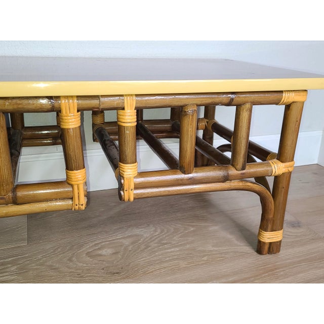 Milo Baughman Calif-Asia Mid Century Rattan & Formica Rectangular Coffee Table For Sale In Denver - Image 6 of 13