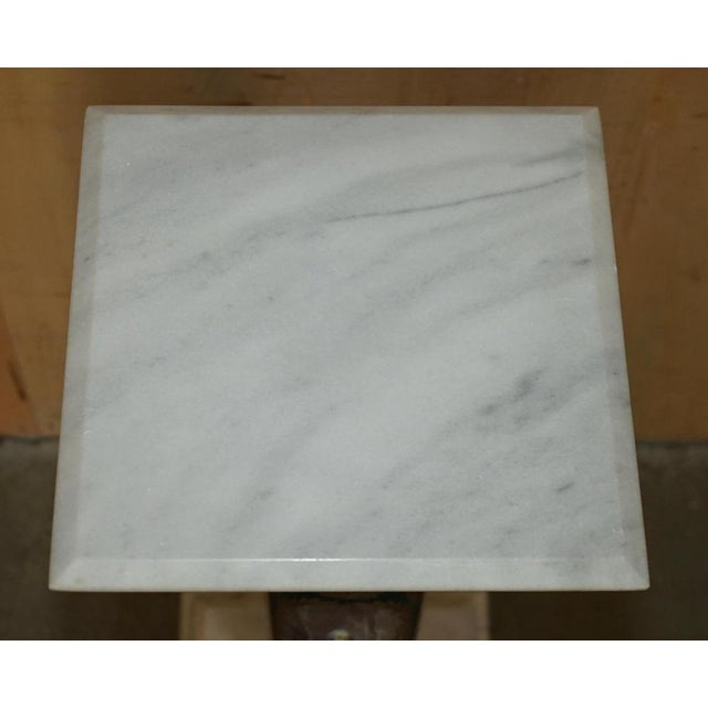 Gold Royal Italian Carrara Marble and Enamel Painted Brass Pillars, Set of 2 For Sale - Image 8 of 18