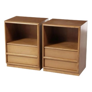 Pair of T. H. Robsjohn-Gibbings Bleached Walnut Nightstands For Widdicomb For Sale