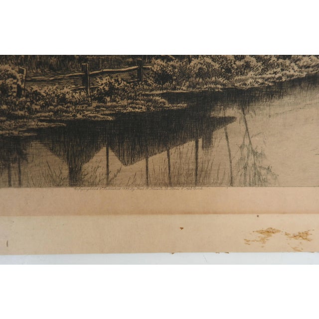 Rustic European Antique 1887 Pastoral Farmhouse Etching For Sale - Image 3 of 4