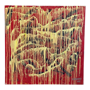 Large 47” Abstract Expressionist Painting by Stranoby, 2005 — Contemporary Drip Art on Canvas