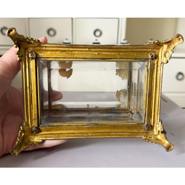 Vintage or Antique French or French Style Jewelry Casket Box With Brass/Bronze Cherub Mount 5.5"x 3.75"x3 5/8" For Sale - Image 11 of 14