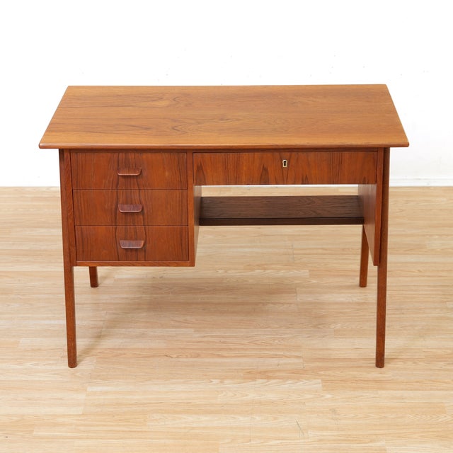 Brown 1960s Danish Modern Teak Desk For Sale - Image 8 of 8