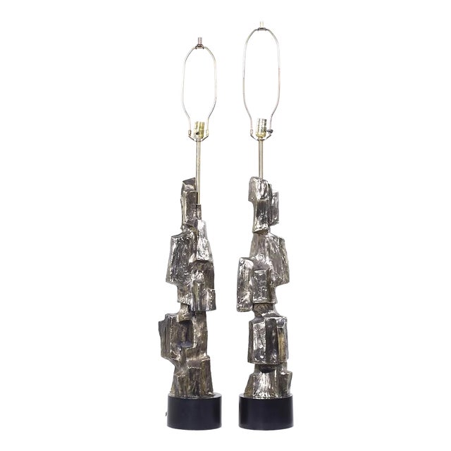 Richard Barr for Laurel Brutalist Mid Century Lamp - Pair For Sale