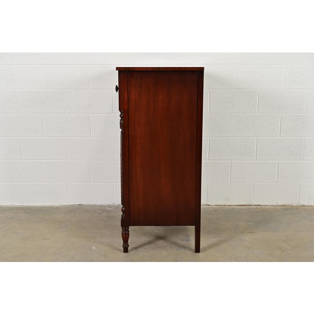 Kindel Furniture American Empire Carved Mahogany Four-Drawer Highboy Dresser, Circa 1960s For Sale - Image 10 of 12