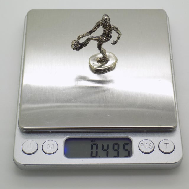 Silver Vintage Italian Handmade Genuine Silver Soccer / Football Player Figurine Miniature Sculpture For Sale - Image 8 of 9
