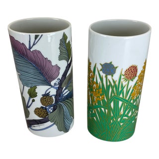 Floral Vases attributed to W. Bauer and A. Le Foll for Rosenthal, Germany, 1980s, Set of 2 For Sale