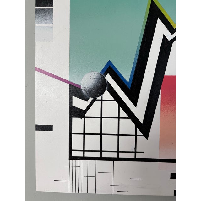 Early 21st Century Original Postmodern New Wave Hard Edge Graphic Airbrushed Painting For Sale - Image 5 of 9