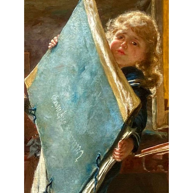Edgard Farasyn, The Mischievous Little Artists, 1881, Oil on Canvas For Sale - Image 9 of 13
