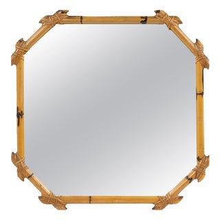 Mid-Century Bamboo and Rattan Wall Mirror in the style of Vivai del Sud, Italy, 1970s For Sale