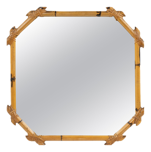 Mid-Century Bamboo and Rattan Wall Mirror in the style of Vivai del Sud, Italy, 1970s