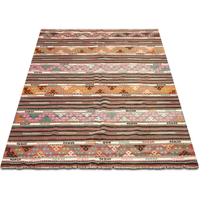 1950s 1950s Turkish Kilim Rug For Sale - Image 5 of 6