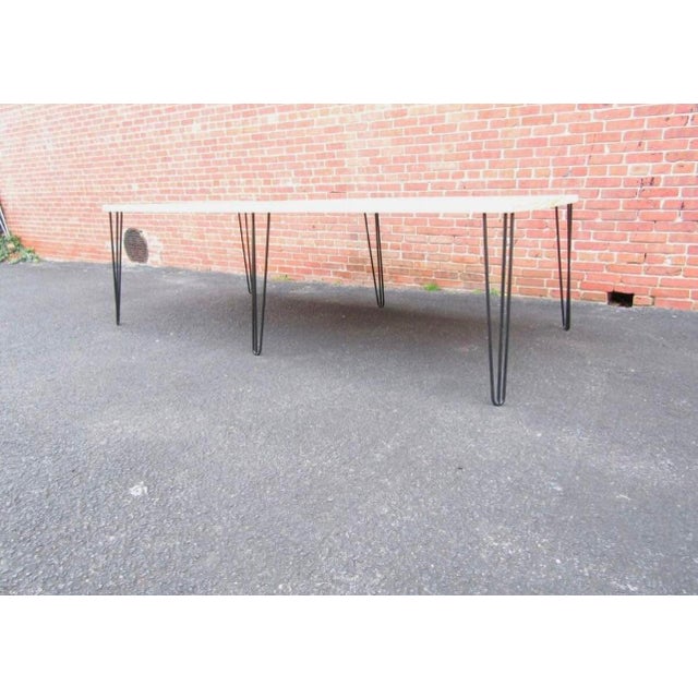 Industrial Vintage 1970s Industrial Handcrafted Hairpin Table. For Sale - Image 3 of 9