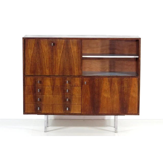Vintage mid century highboard bookcase sideboard cabinet in rosewood by Alfred Hendrickx for Belform, 1960s. The sideboard...