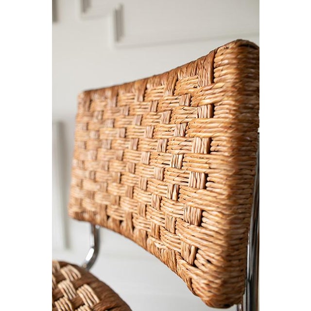 Mid-Century Modern 1970s Mid-Century Natural Woven and Chrome Cesca Cantilever Dining Chairs, Set of Four For Sale - Image 3 of 14