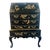 1970's Black Lacquer Hand Painted Asian Chinoiserie Secretary Desk For Sale