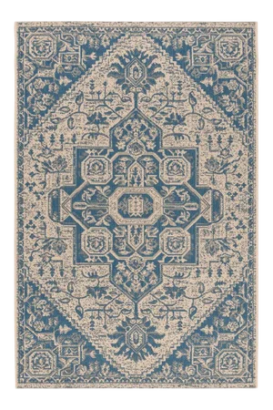 Surfside Indoor Outdoor Rug Blue & Cream 4'x6'