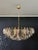 Elegant Italian pendant light made from 185 multicolored Murano glasses "poliedri". Structure in gold and brass colored...
